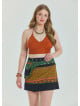 Snap Front Pocket Patchwork Wrap Green Plus Size Skirt 4688